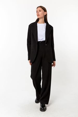  Palazzo Ceket Pantolon Takım Siyah