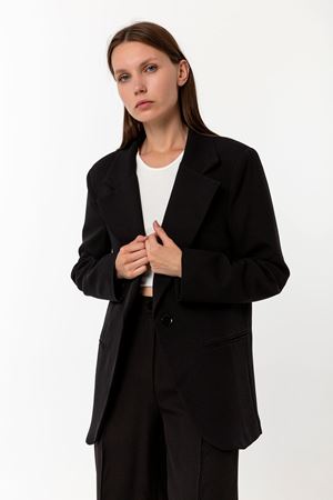  Palazzo Ceket Pantolon Takım Siyah