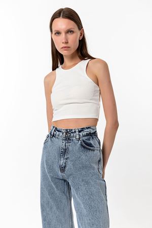 Halter Yaka Crop Top Ekru