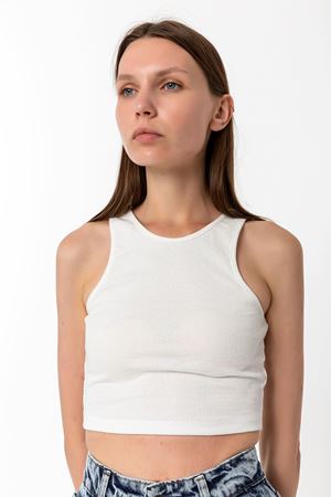 Halter Yaka Crop Top Ekru