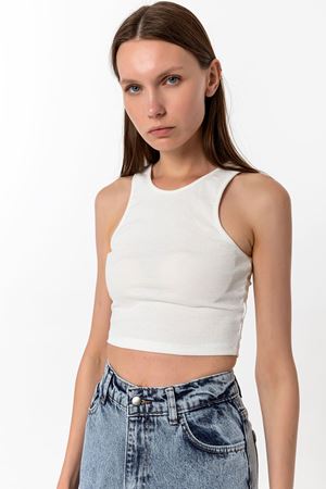 Halter Yaka Crop Top Ekru