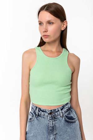 Halter Yaka Crop Top Yeşil