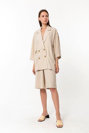 Keten Ceket Bermuda Takım Bej