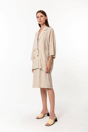 Keten Ceket Bermuda Takım Bej