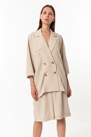 Keten Ceket Bermuda Takım Bej