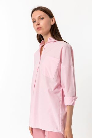 Oversize Poplin Uzun Kollu Gömlek Pembe