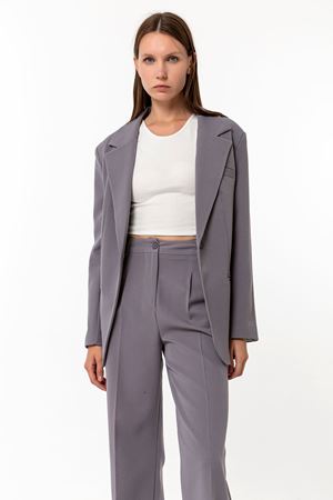 Kadın Palazzo Blazer Ceket Pantolon Takım Gri