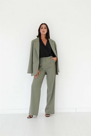 Kadın Palazzo Ceket Pantolon Takım  Açık Haki