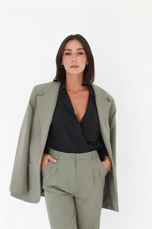 Kadın Palazzo Ceket Pantolon Takım  Açık Haki