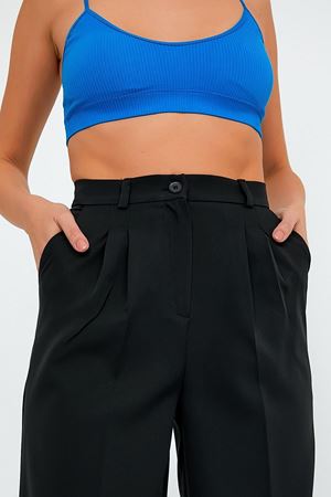 İki Pileli Palazzo Pantolon Siyah