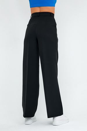 İki Pileli Palazzo Pantolon Siyah