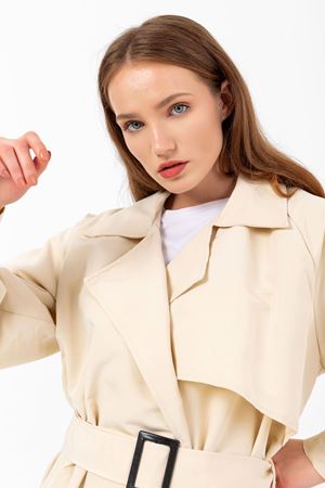 Kadın Krem Oversize  Uzun Trençkot Matilda