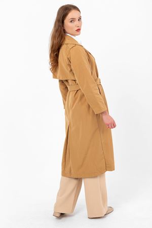 Klasik Camel  Vintage Uzun Trençkot Marlen