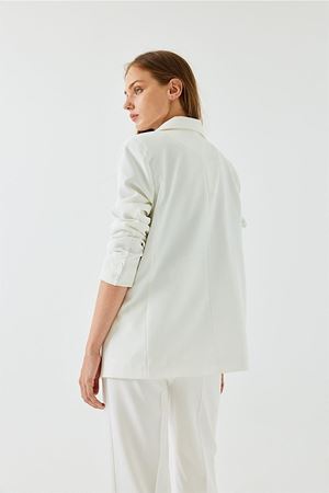 Palazzo Ceket Pantolon Takım Beyaz