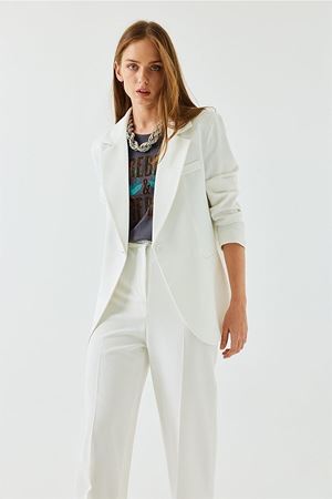 Palazzo Ceket Pantolon Takım Beyaz